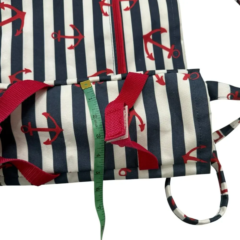 LAURA ASHLEY Seaside Blue White Red Anchor Lined Beach Tote Swim Bag Lined - Picture 11 of 13
